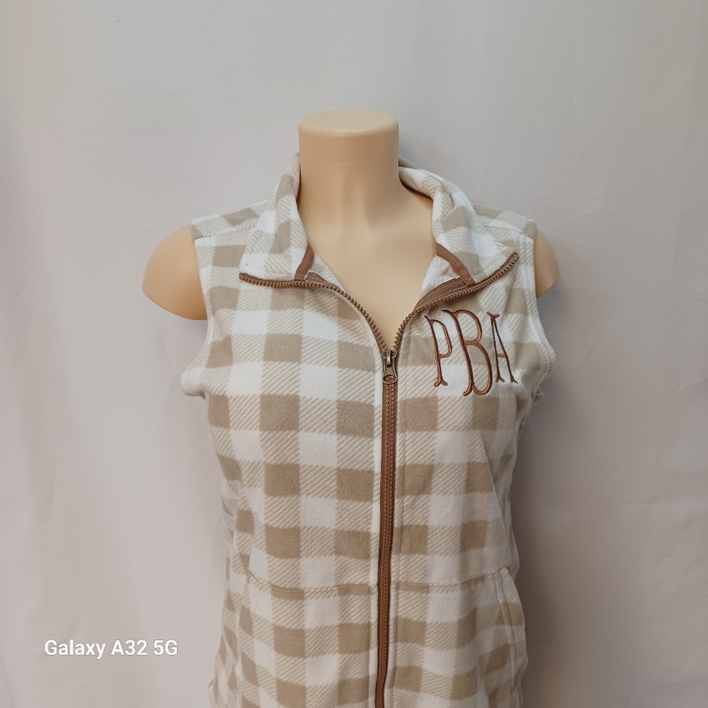 MarleyLilly Women Size M Plaid Sleeveless Zip-Up Vest Offer Are Welcome - Picture 3 of 14